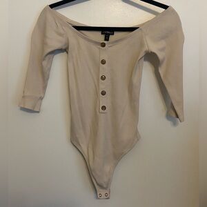 Express Cream Off-Shoulder Bodysuit
